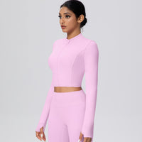 Cropped Zip-Up Long Sleeve Jacket