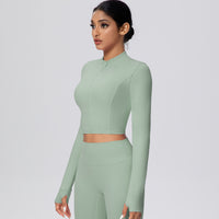 Cropped Zip-Up Long Sleeve Jacket