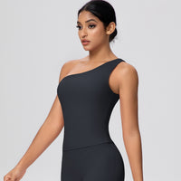 One-Shoulder Yoga Tank Top with Built-in Bra