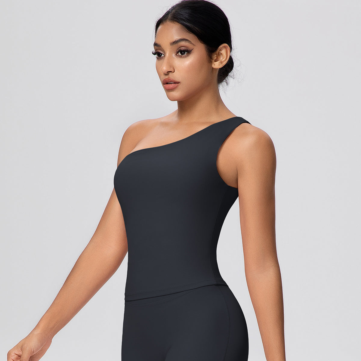 One-Shoulder Yoga Tank Top with Built-in Bra