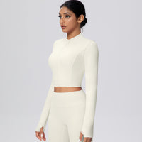 Cropped Zip-Up Long Sleeve Jacket