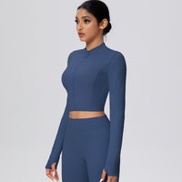 Cropped Zip-Up Long Sleeve Jacket