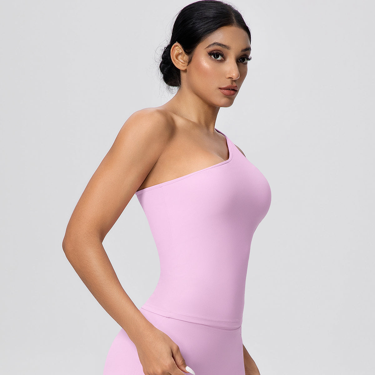 One-Shoulder Yoga Tank Top with Built-in Bra