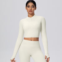 Cropped Zip-Up Long Sleeve Jacket