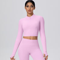 Cropped Zip-Up Long Sleeve Jacket