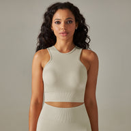 Cropped Sports Tank with Built-in Bra