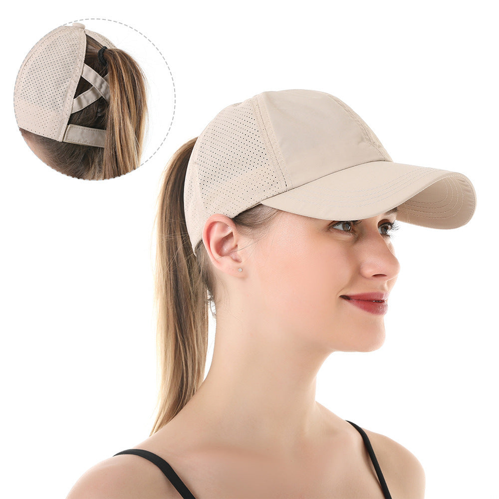 Mesh Cross Ponytail Baseball Cap