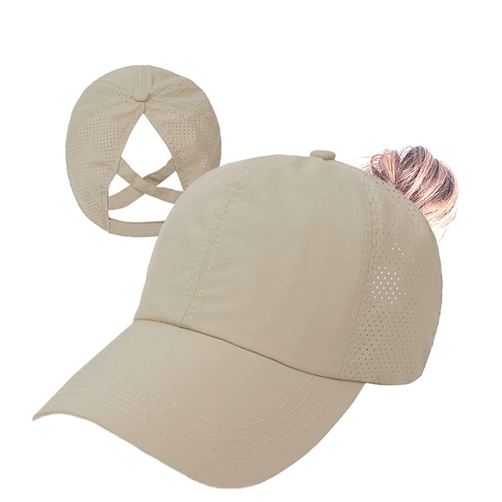 Mesh Cross Ponytail Baseball Cap