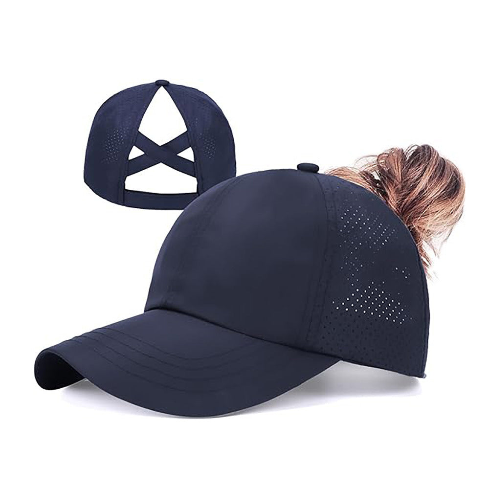 Mesh Cross Ponytail Baseball Cap