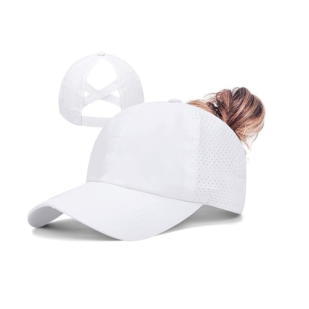 Mesh Cross Ponytail Baseball Cap