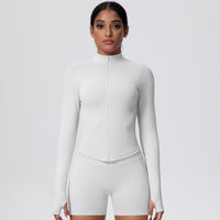 High-Stretch Zip-Up Jacket with Thumbholes