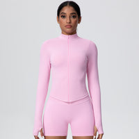 High-Stretch Zip-Up Jacket with Thumbholes