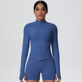 High-Stretch Zip-Up Jacket with Thumbholes