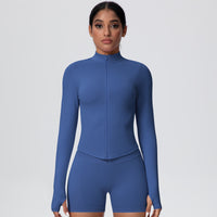 High-Stretch Zip-Up Jacket with Thumbholes