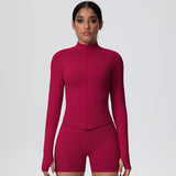 High-Stretch Zip-Up Jacket with Thumbholes