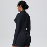 High-Stretch Zip-Up Jacket with Thumbholes