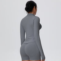 High-Stretch Zip-Up Jacket with Thumbholes