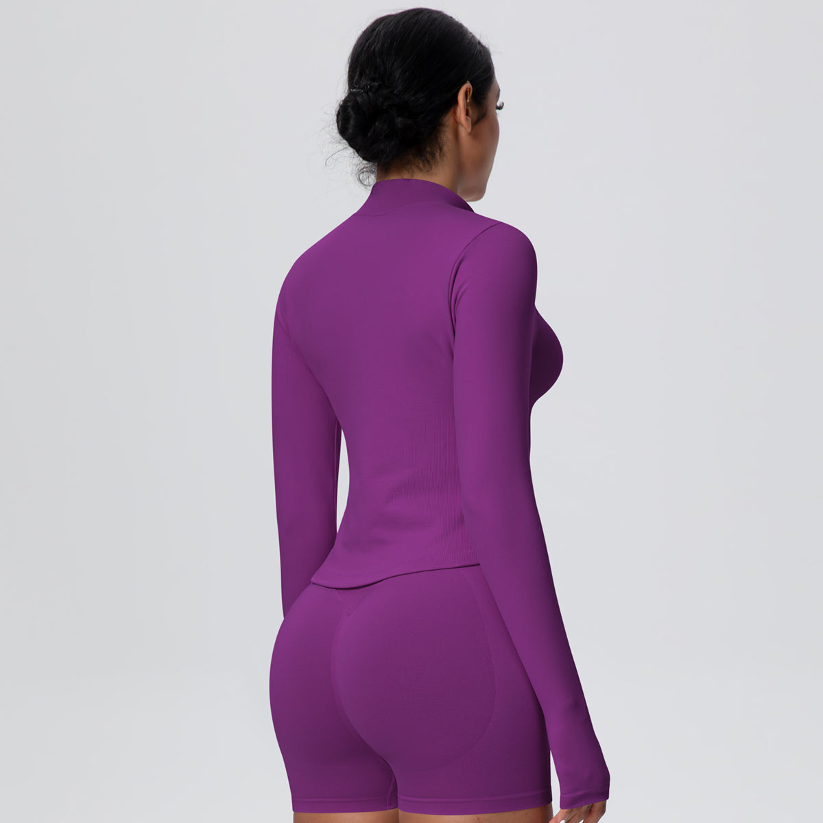 High-Stretch Zip-Up Jacket with Thumbholes