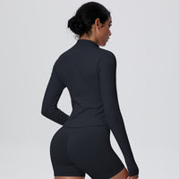 High-Stretch Zip-Up Jacket with Thumbholes