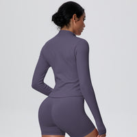 High-Stretch Zip-Up Jacket with Thumbholes