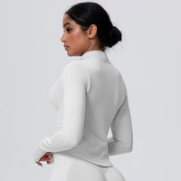 High-Stretch Zip-Up Jacket with Thumbholes