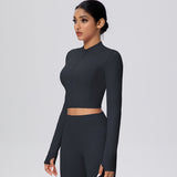 Cropped Zip-Up Long Sleeve Jacket