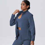 Fleece-Lined Zip-Up Jacket with Stand Collar