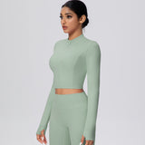 Cropped Zip-Up Long Sleeve Jacket