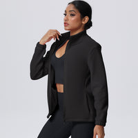 Fleece-Lined Zip-Up Jacket with Stand Collar