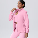 Fleece-Lined Zip-Up Jacket with Stand Collar