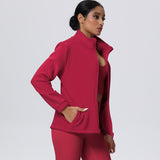 Fleece-Lined Zip-Up Jacket with Stand Collar