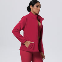 Fleece-Lined Zip-Up Jacket with Stand Collar