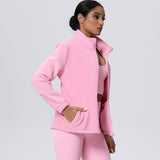 Fleece-Lined Zip-Up Jacket with Stand Collar