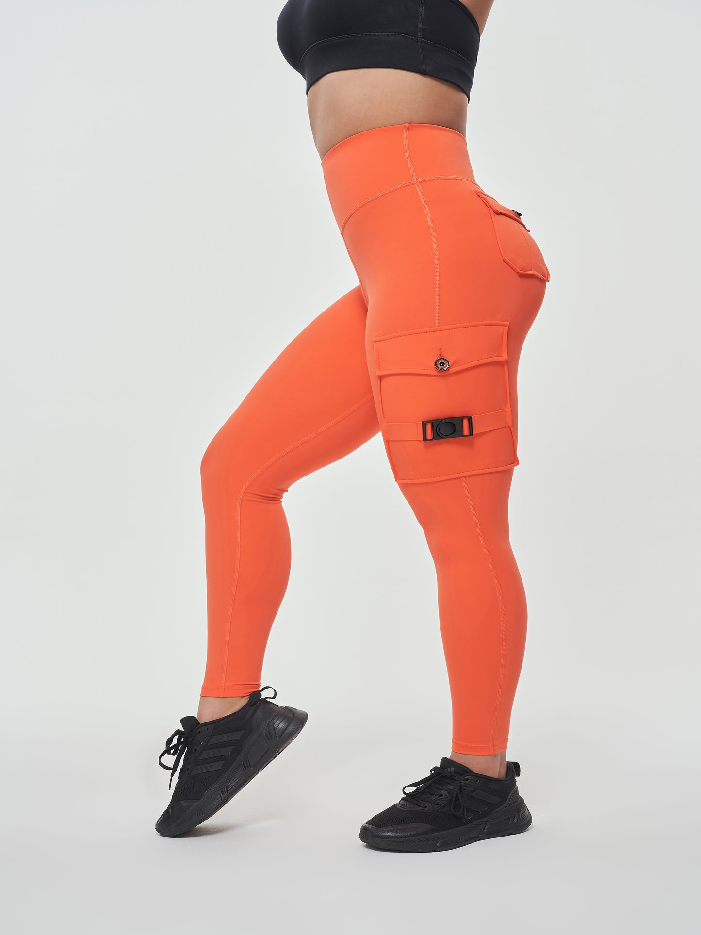 Women's Cargo Style Fitness Pockets Leggings - Orange