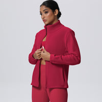 Fleece-Lined Zip-Up Jacket with Stand Collar