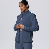 Fleece-Lined Zip-Up Jacket with Stand Collar