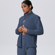 Fleece-Lined Zip-Up Jacket with Stand Collar