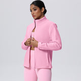 Fleece-Lined Zip-Up Jacket with Stand Collar