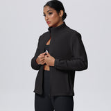 Fleece-Lined Zip-Up Jacket with Stand Collar