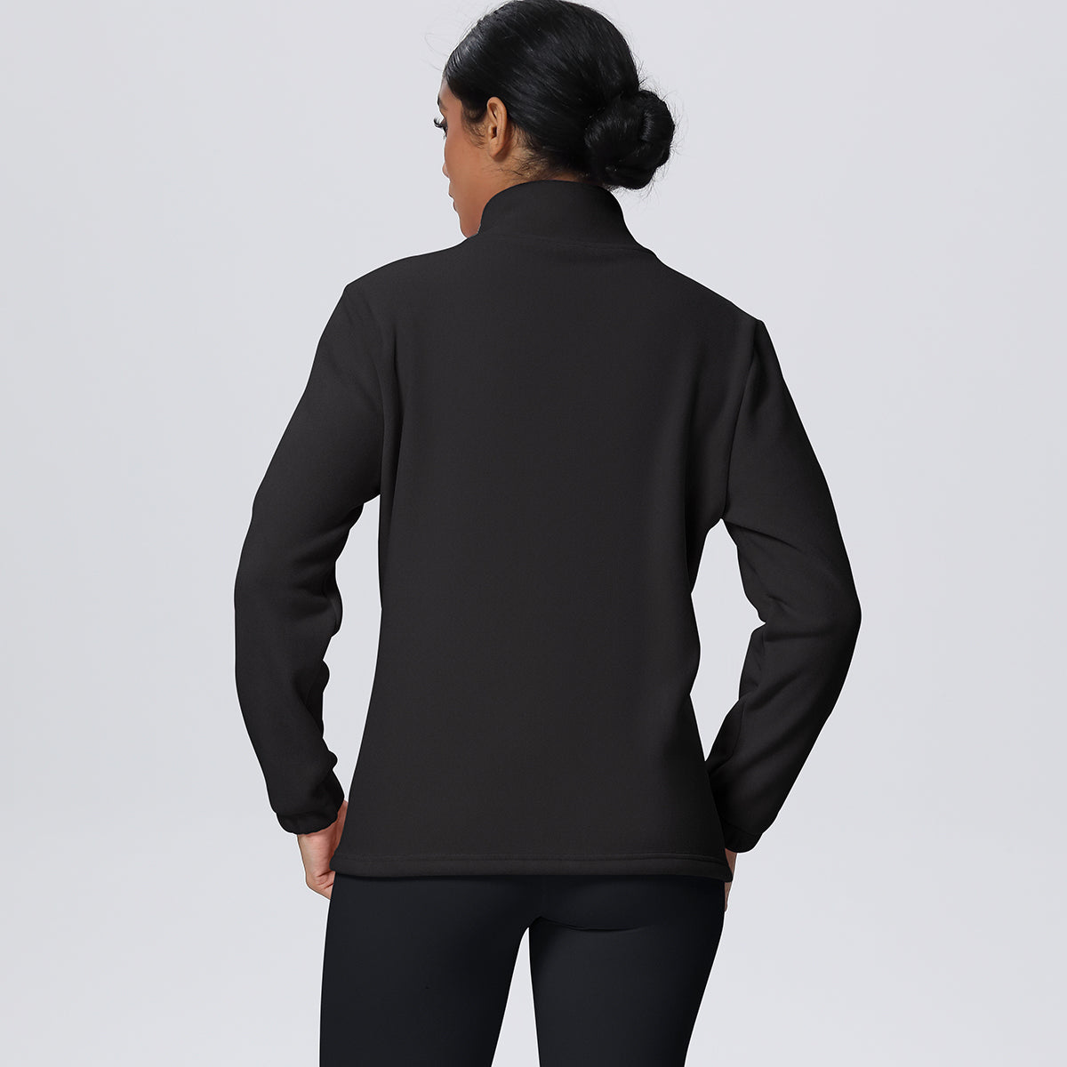 Fleece-Lined Zip-Up Jacket with Stand Collar