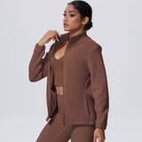 Fleece-Lined Zip-Up Jacket with Stand Collar