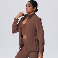 Fleece-Lined Zip-Up Jacket with Stand Collar