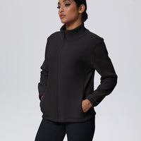 Fleece-Lined Zip-Up Jacket with Stand Collar