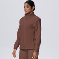 Fleece-Lined Zip-Up Jacket with Stand Collar