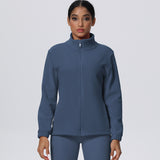Fleece-Lined Zip-Up Jacket with Stand Collar