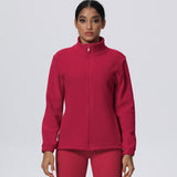 Fleece-Lined Zip-Up Jacket with Stand Collar