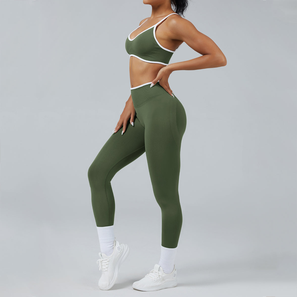 Contrast Trim 3D Compression Leggings