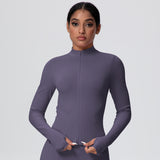 High-Stretch Zip-Up Jacket with Thumbholes