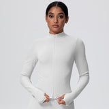 High-Stretch Zip-Up Jacket with Thumbholes