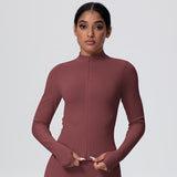 High-Stretch Zip-Up Jacket with Thumbholes